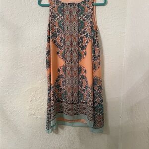 Max Edition Peach and Teal Printed Sleeveless Shift